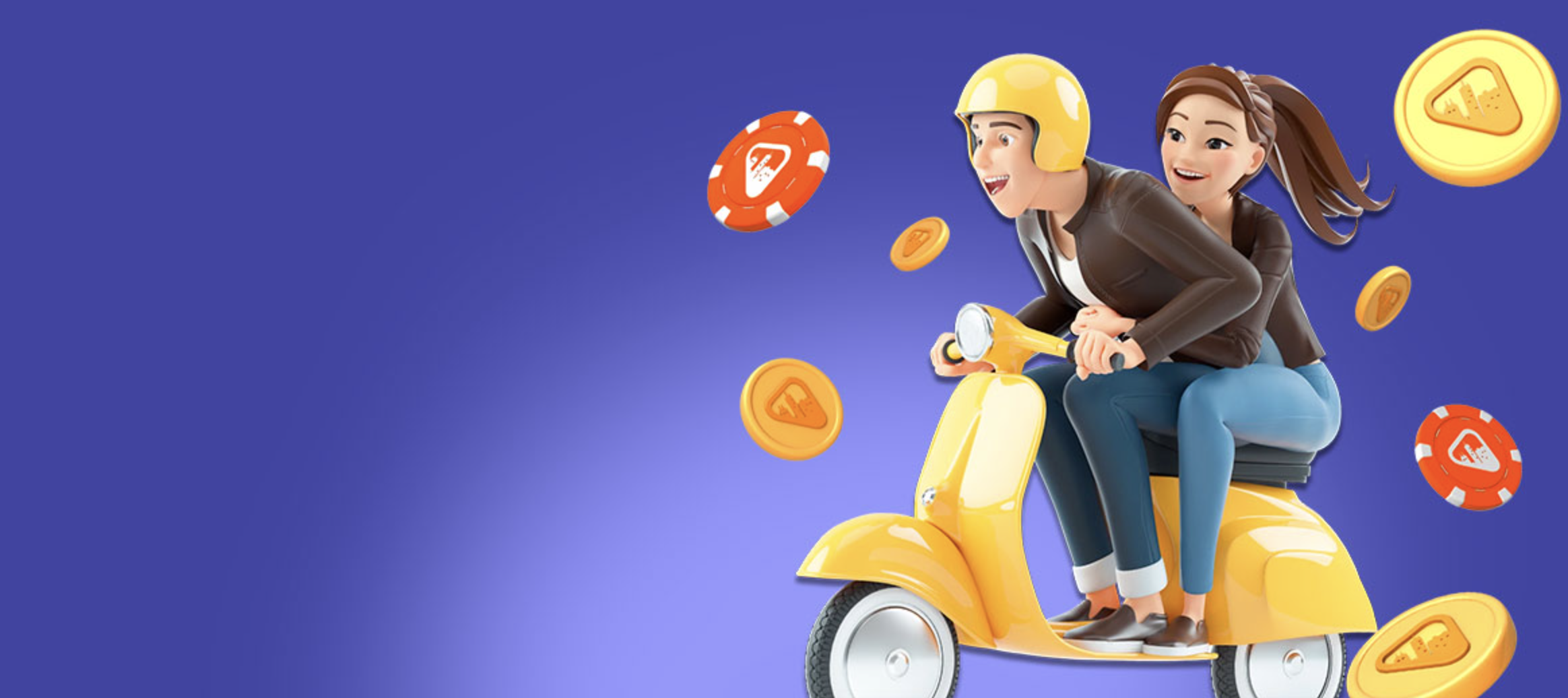 Spin City Casino brand illustration with a scooter and gold coins — Terms of Use
