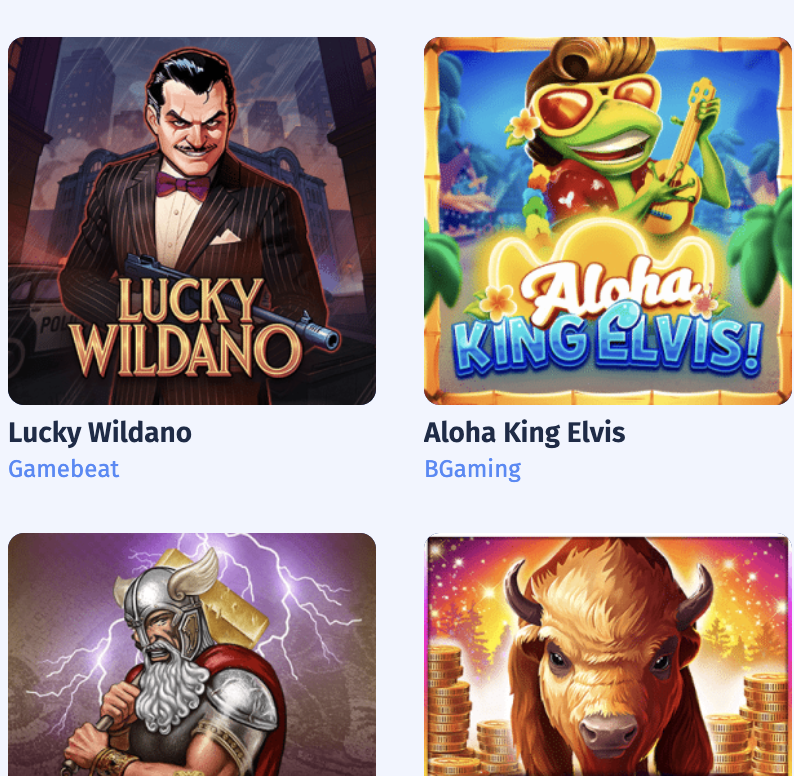 Spin City Casino games on mobile — Lucky Wildano and Aloha King Elvis — Contact